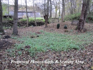 Proposed flower beds and seating area.